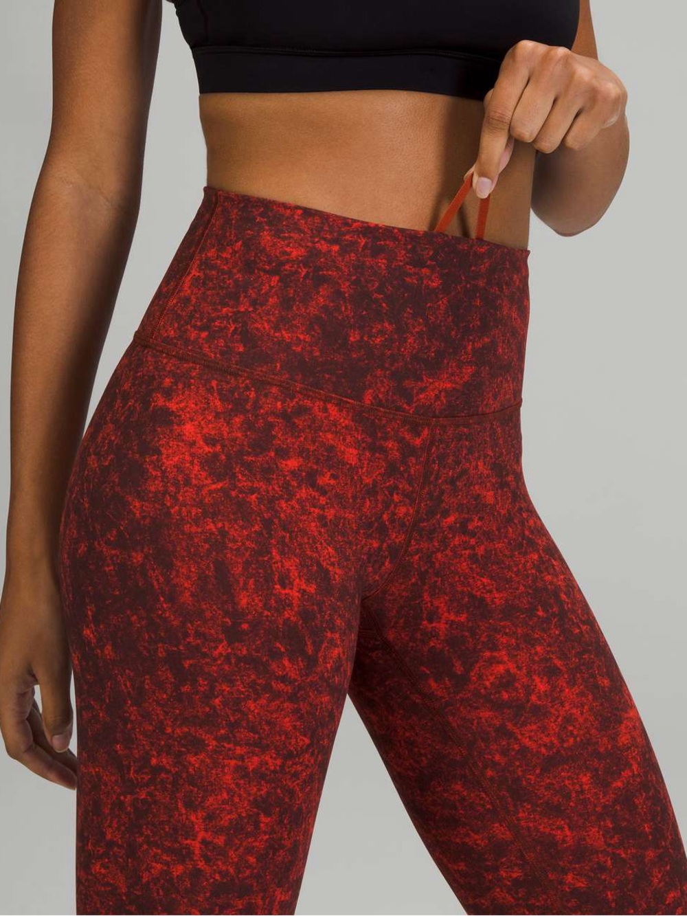 Lululemon Wunder Train Leggings in Denim Wash Print Autumn Red Black 23”
